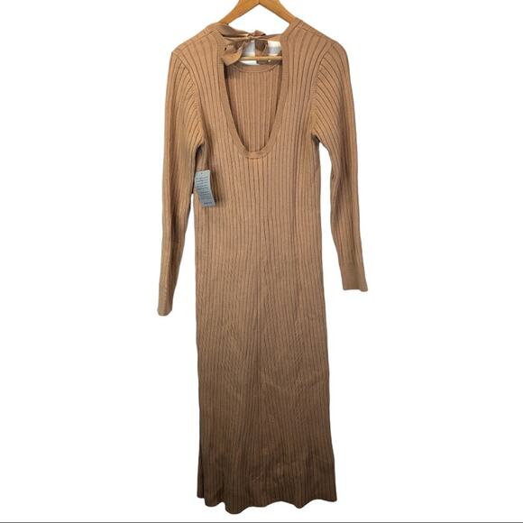 Wayf x BFF Hollie midi sweater dress tan - Medium - Picture 9 of 13